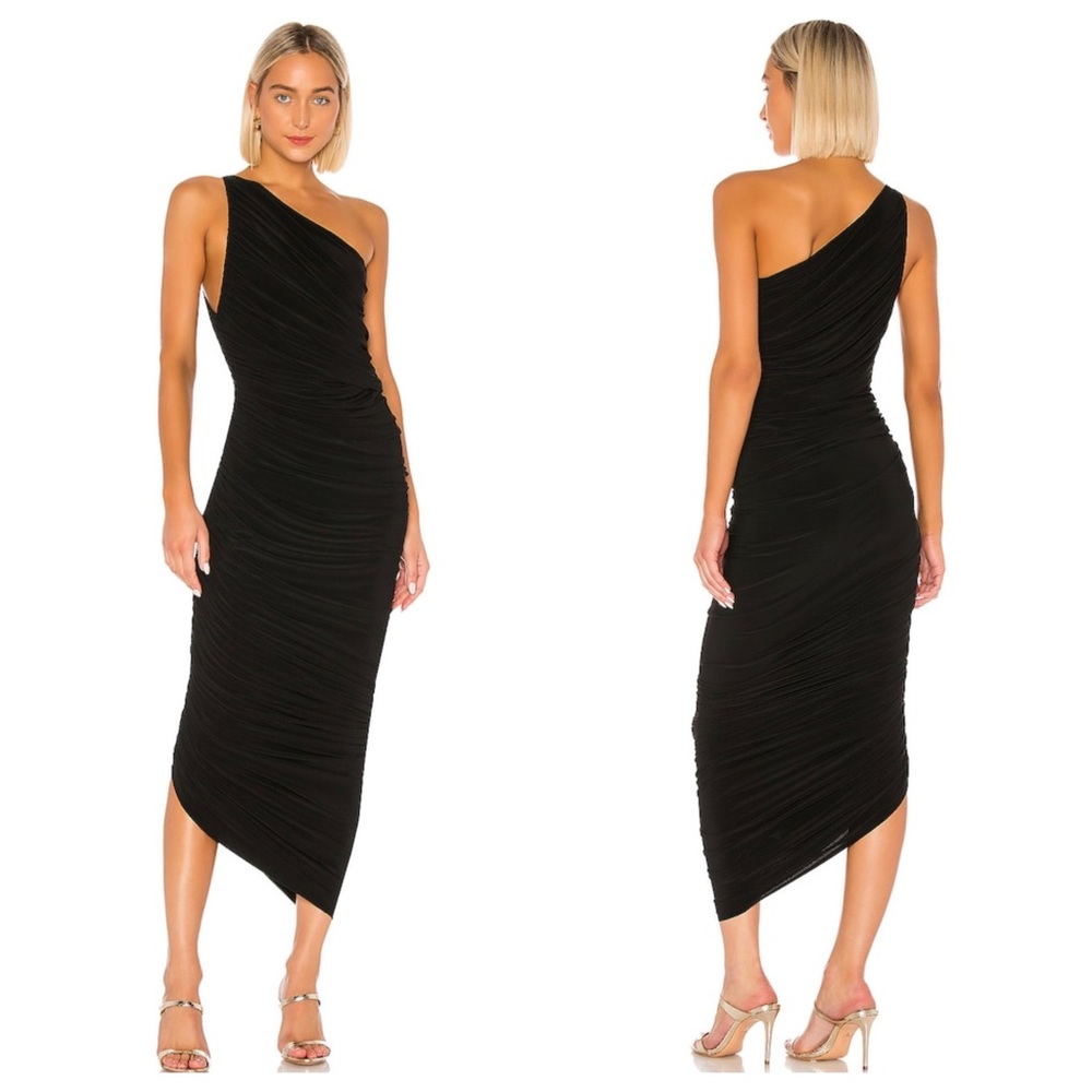 Norma Kamali Diana Black Gown Off The Shoulder Dress